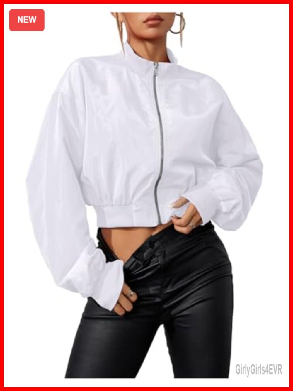 Cropped Bomber Lightweight Jacket Long Sleeve Zip Up Outerwear